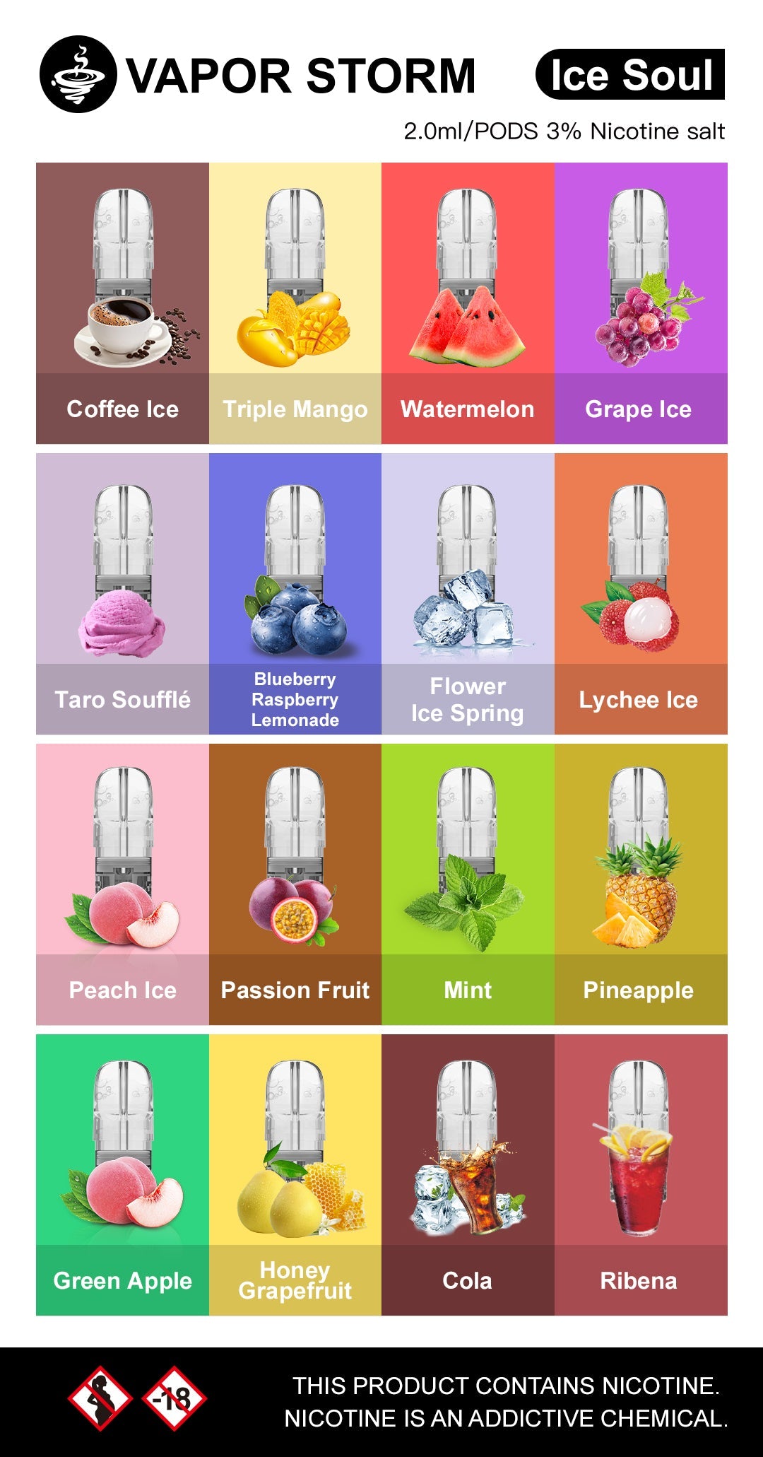 風暴 VAPOR STORM 五代煙彈|五代通用替換煙彈|2ML容量|多款口味選擇|適用風暴五代主機-台灣現貨