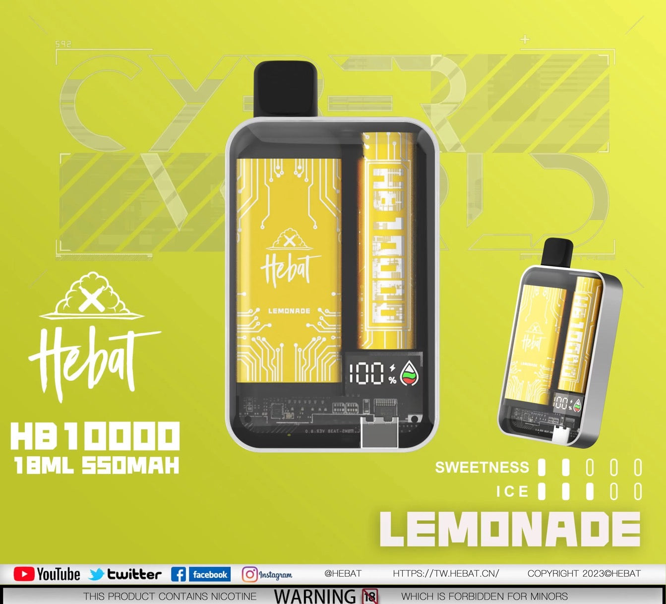 HEBAT 喜貝 10000口拋棄式電子煙｜超長續航一次性電子菸｜多款冰感水果口味選擇-VAKA糖果雲煙館